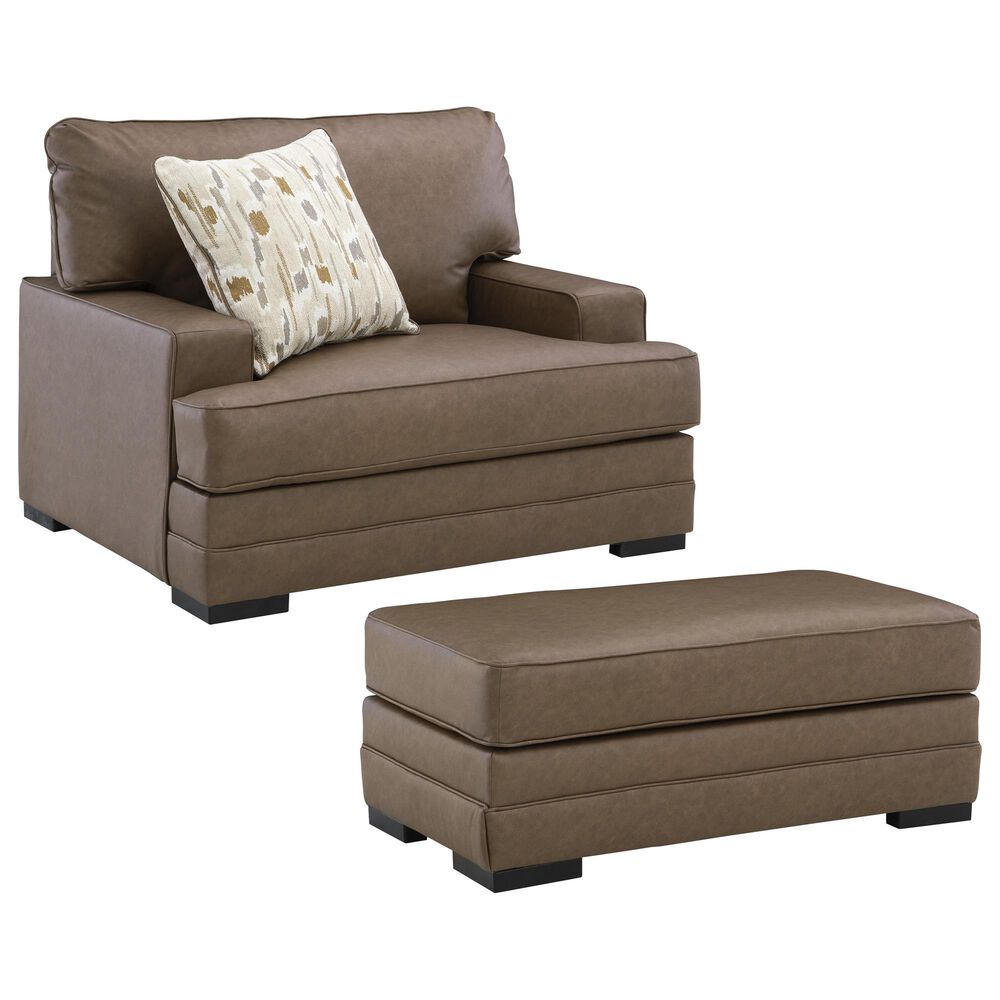 Ashley VillaCourt Chair and a Half with Ottoman in Caramel, , large