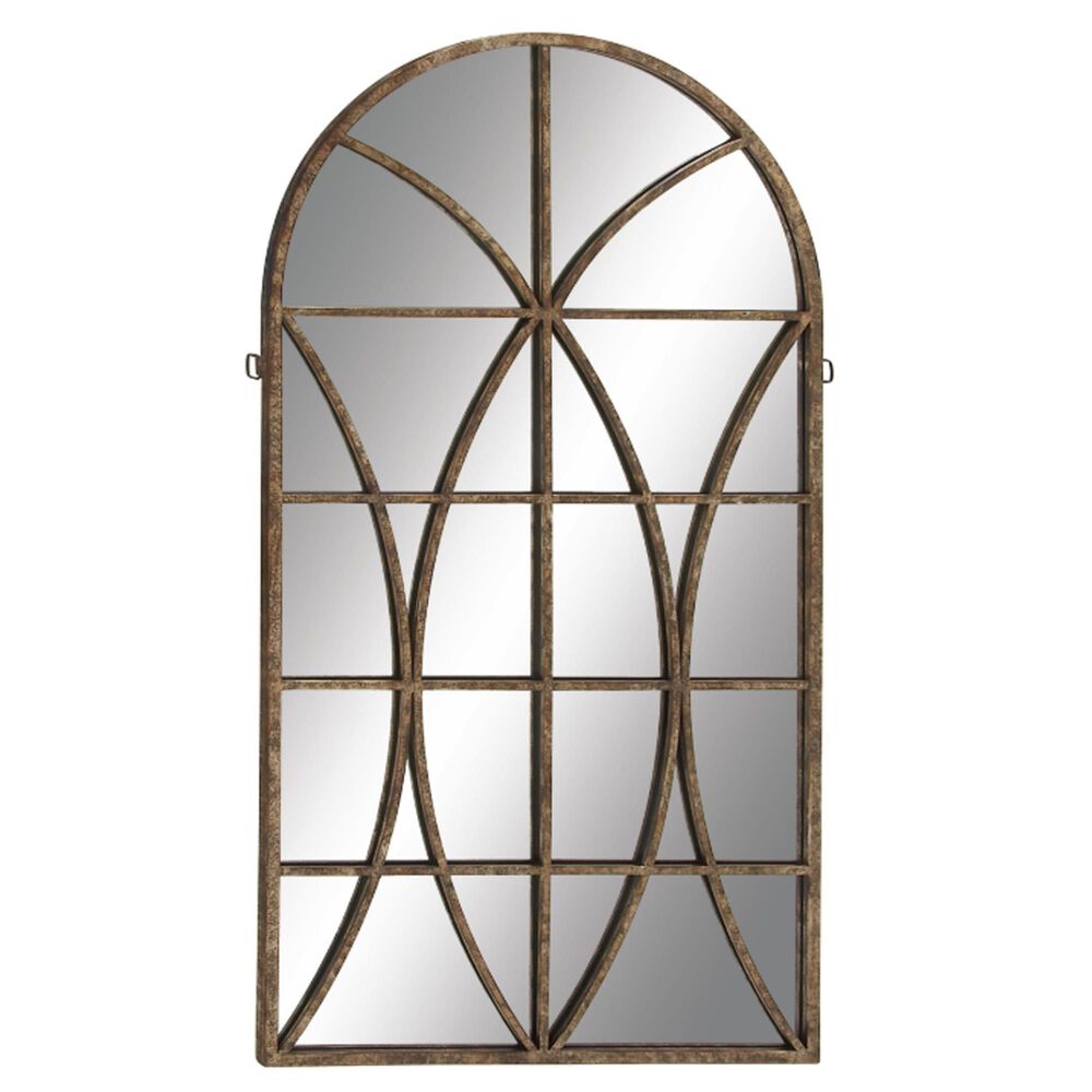 Maple and Jade Arched Wall Mirror in Medium Wood, , large