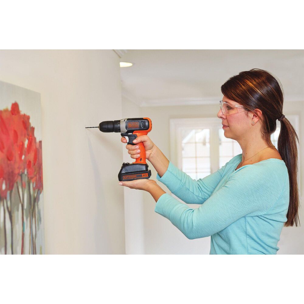 Black &amp; Decker 20V Max Cordless Drill and Driver in Black and Orange, , large
