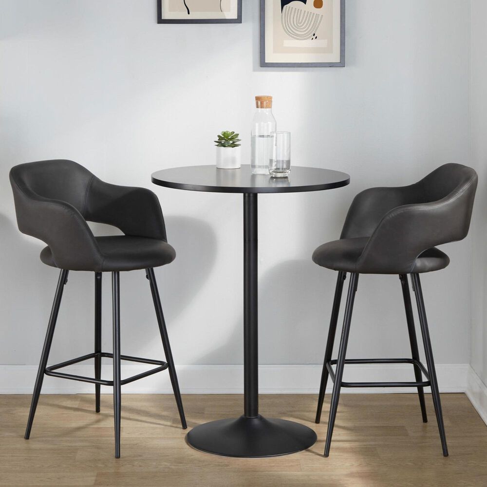 Lumisource Margarite Counter Stool with Grey Cushion in Black &#40;Set of 2&#41;, , large