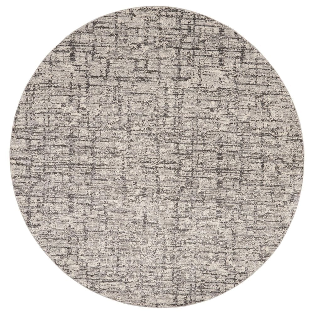 Nourison Rush 8" Round Ivory and Grey Area Rug, , large