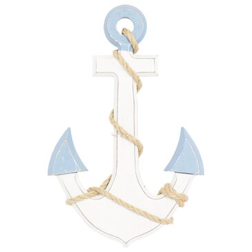 Maple and Jade 17" x 12" Coastal Wall Decor in White and Light Blue, , large