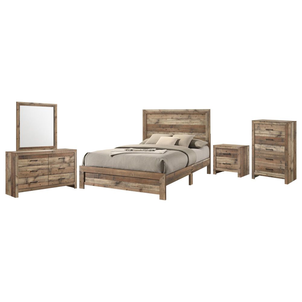 Crown Mark Elmer 5 Piece Queen Panel Bedroom Set in Rustic Brown, , large