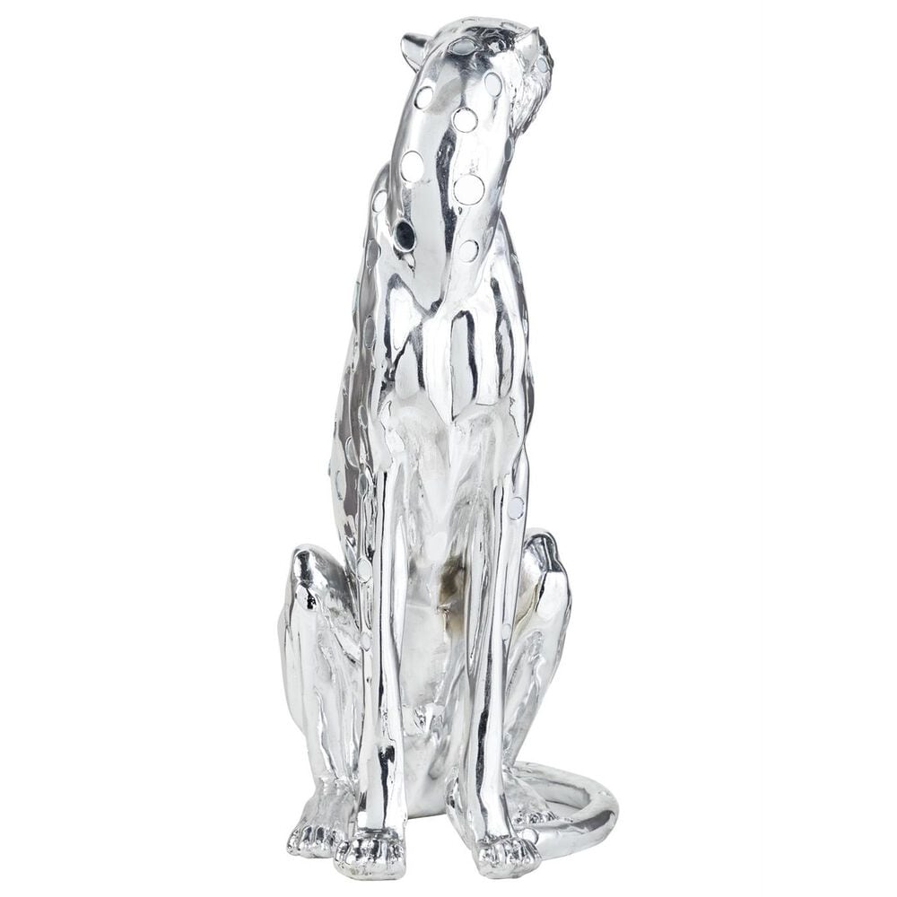 Maple and Jade Leopard Decorative Sculpture in Polished Silver, , large