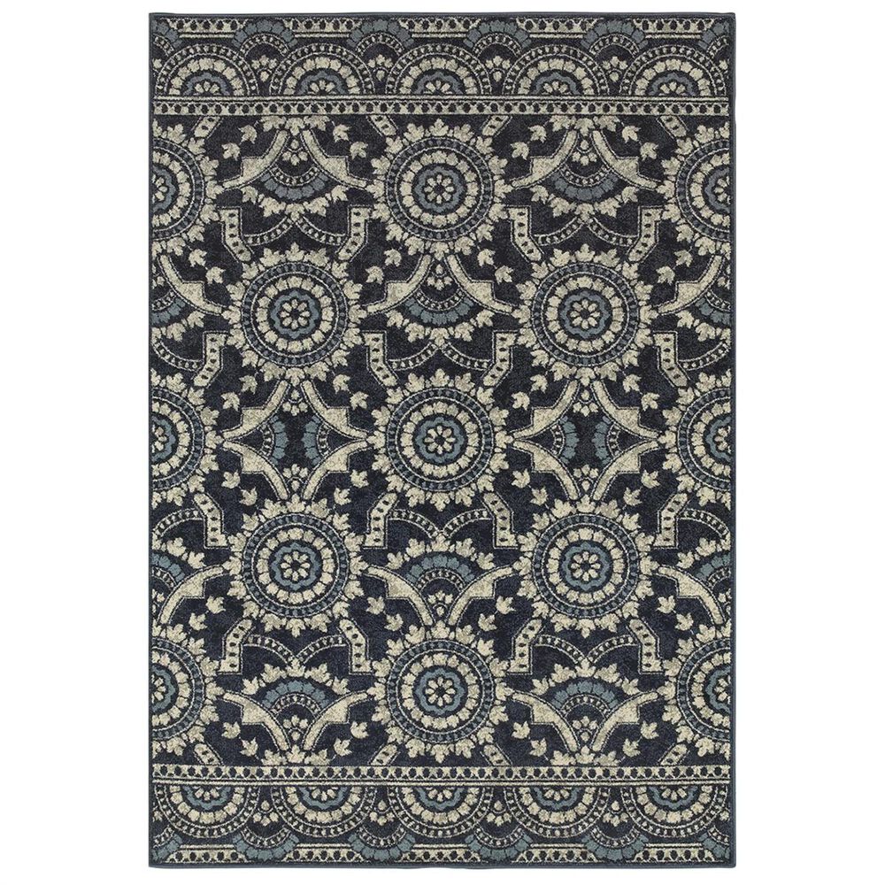Oriental Weavers Linden 7842A 6'7" x 9'6" Navy Area Rug, , large