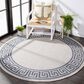 Safavieh Bermuda 5" Round Ivory and Blue Indoor/Outdoor Area Performance Rug, , large