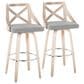 LumiSource Charlotte Swivel Bar Stool with Light Grey Fabric Upholstery in Whitewashed and Chrome (Set of 2), , large