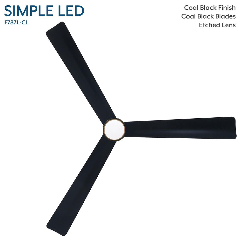 Minka-Aire Simple 52" Indoor/Outdoor Ceiling Fan with LED Light in Coal Black, , large