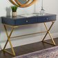 Linon Home Decor Campaign 2-Drawer Desk in Blue and Gold, , large