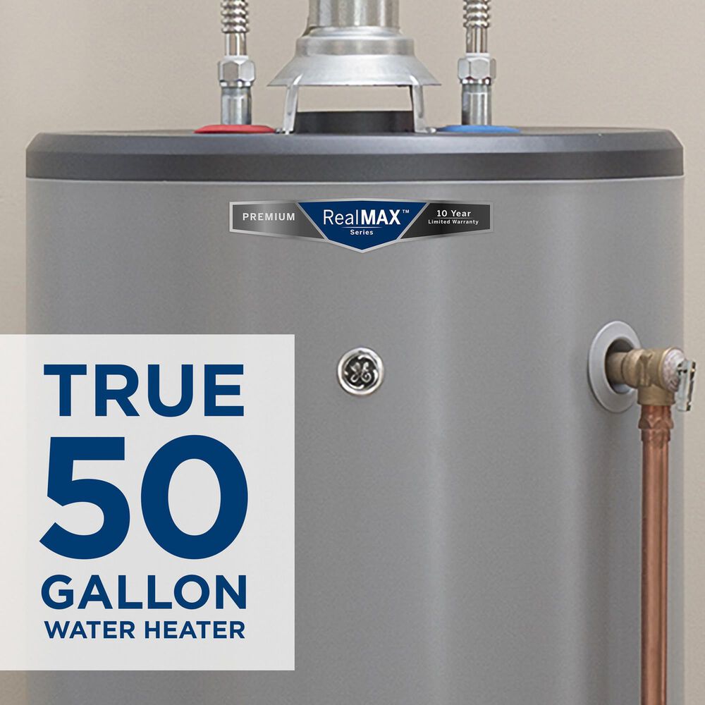 GE Appliances RealMAX Premium 50-Gallon Tall Liquid Propane Atmospheric Water Heater in Gray, , large