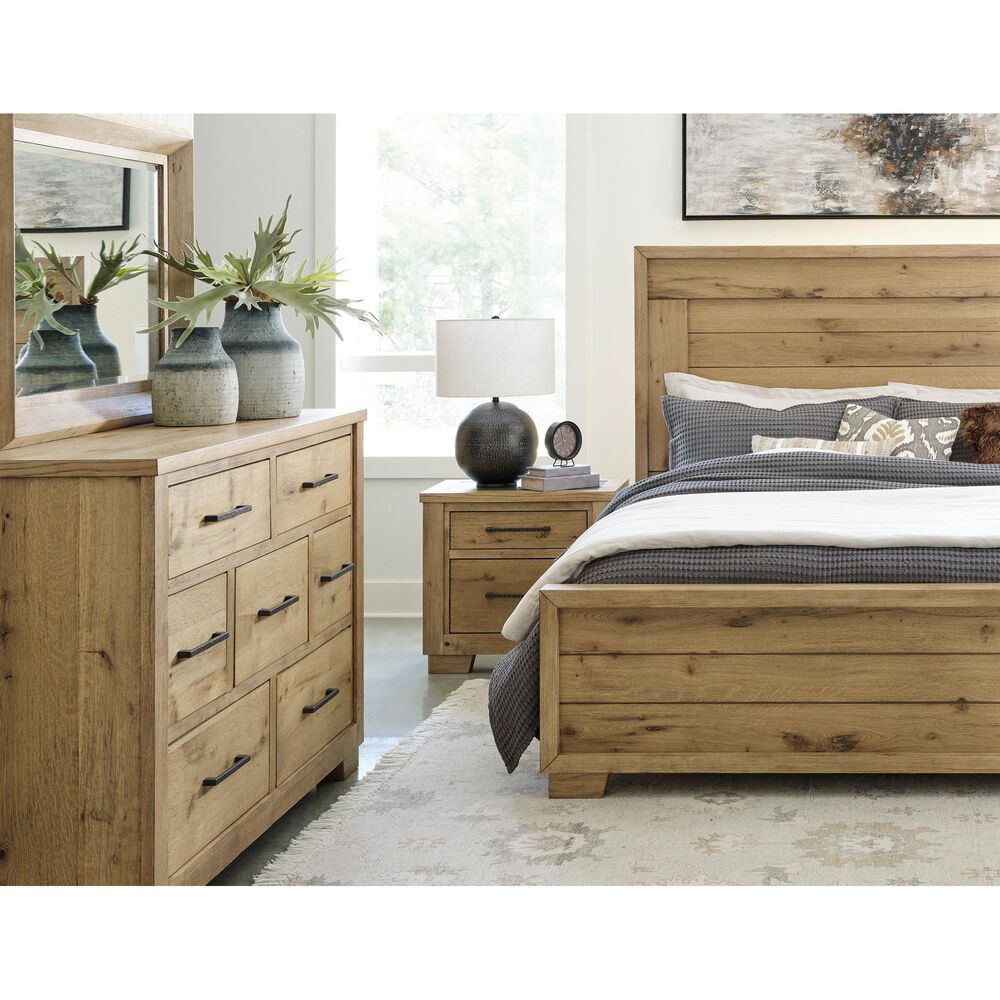 Ashley Galliden King Panel Bed in Light Brown, , large