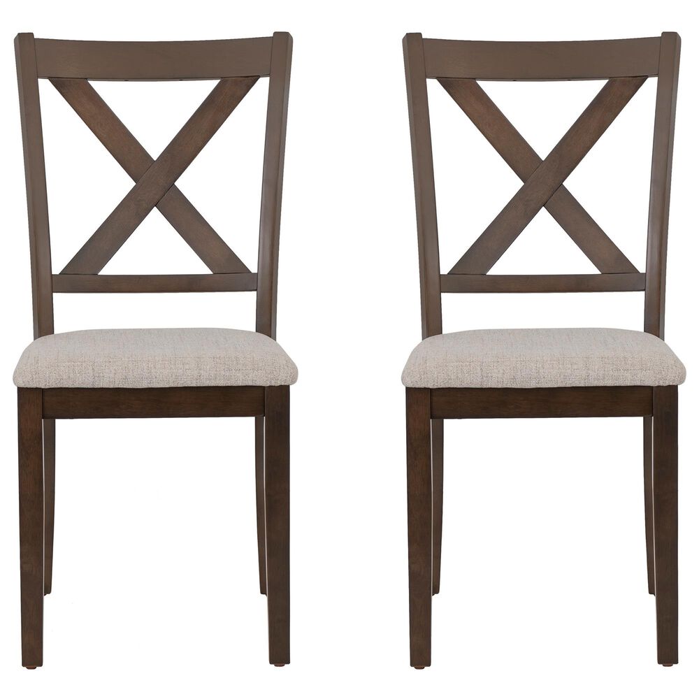 Linon Home Decor Warren X-Back Side Chair in Warm Brown (Set of 2), , large