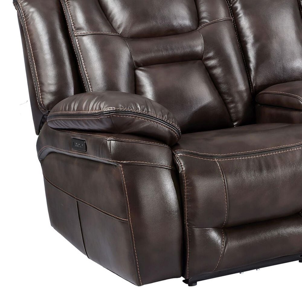 Steve Silver Oportuna Dual-Power Reclining Console Loveseat in Coffee, , large