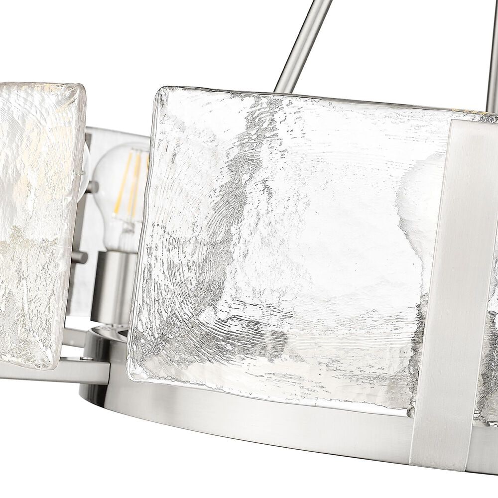 Golden Lighting Aenon 6-Light Wide Chandelier with Hammered Water Glass Shade in Pewter, , large