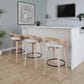 LumiSource Grotto 30" Swivel Barstool with Oat Upholstery in Whitewashed and Black (Set of 2), , large