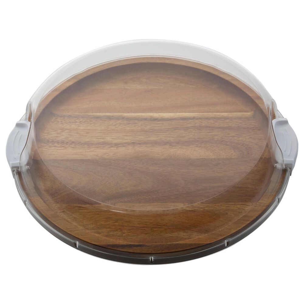 Lifetime Brands Build-a-Board Round Cutting Board with Single Compartment and Locking Lid in Natural and Clear, , large