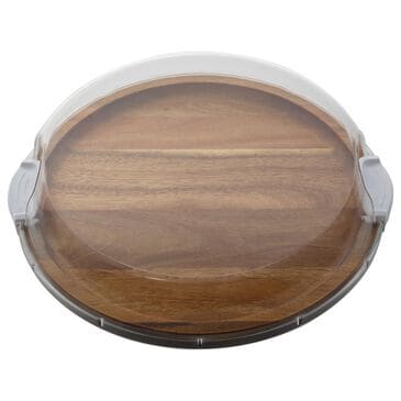 Lifetime Brands Build-a-Board Round Cutting Board with Single Compartment and Locking Lid in Natural and Clear, , large