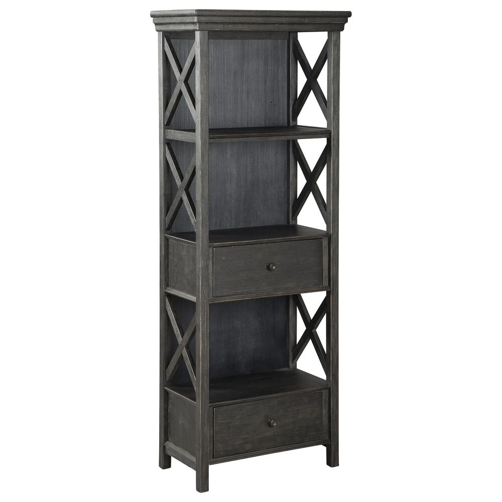 Ashley Tyler Creek 3-Shelf Display Cabinet in Antique Black and Gray, , large