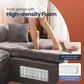 HOMLUX 2-Piece Stationary Right-Facing Chaise with Loveseat and Corduroy Fabric Upholstery in Grey, , large
