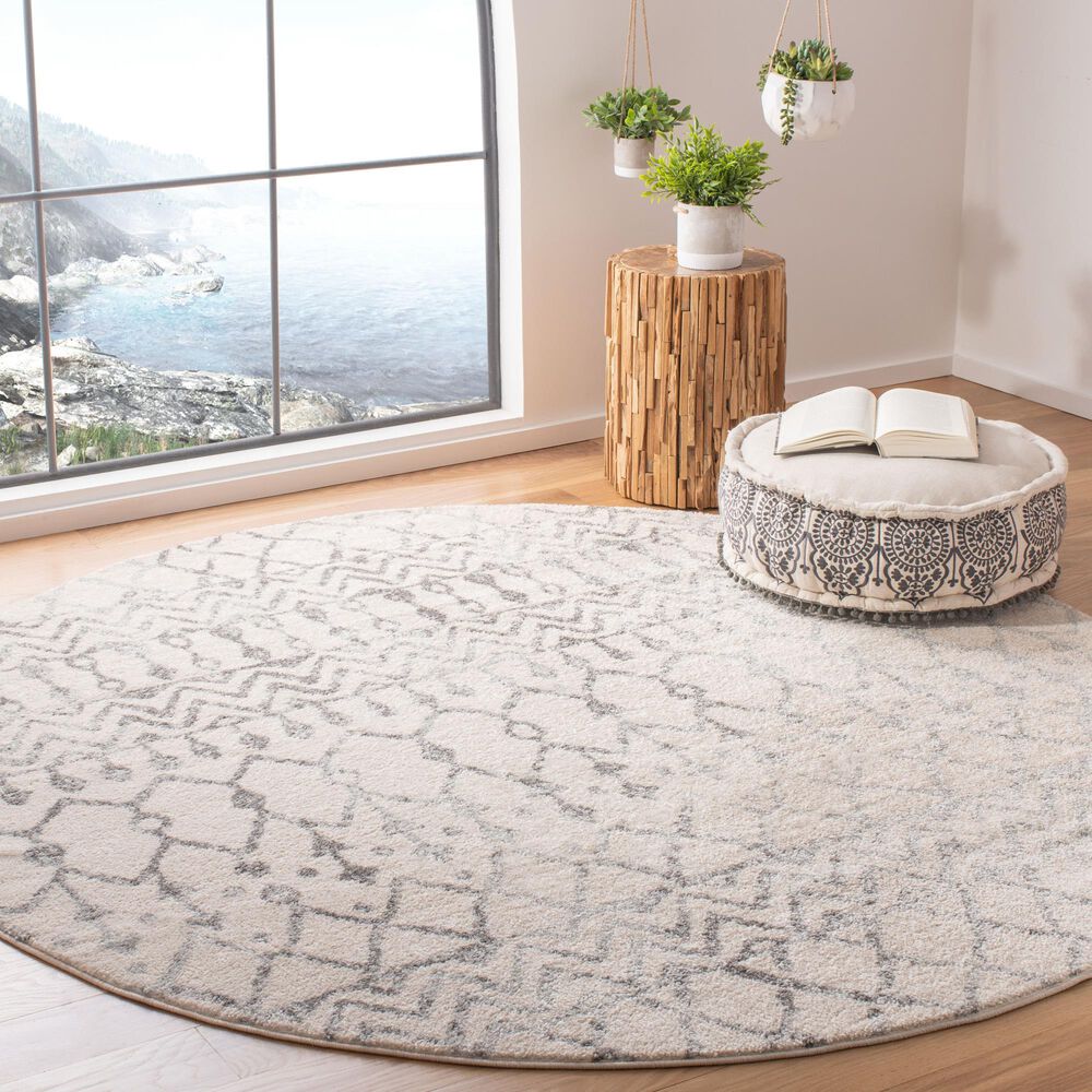 Safavieh Tulum TUL270A 5&#39; Round Ivory and Grey Area Rug, , large