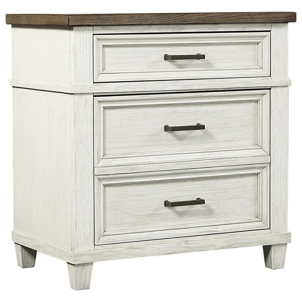 Riva Ridge Caraway 4 Piece King Storage Bedroom Set in Aged Ivory and Brown with USB Ports, , large