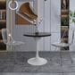 Leisuremod LeisureMod Verve Collection 27 Round Dining Table, White Base with Black MDF Top, , large