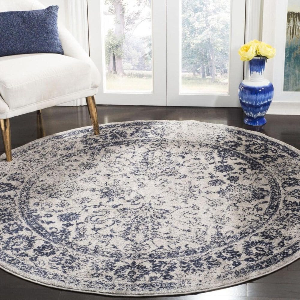 Safavieh Adirondack ADR109P 6" Round Grey and Navy Area Rug, , large