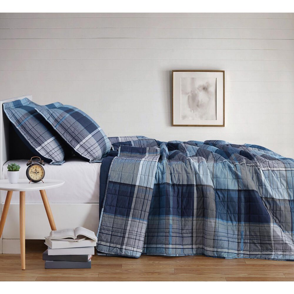 Pem America Truly Soft Trey 2-Piece Twin XL Quilt Set in Blue, , large