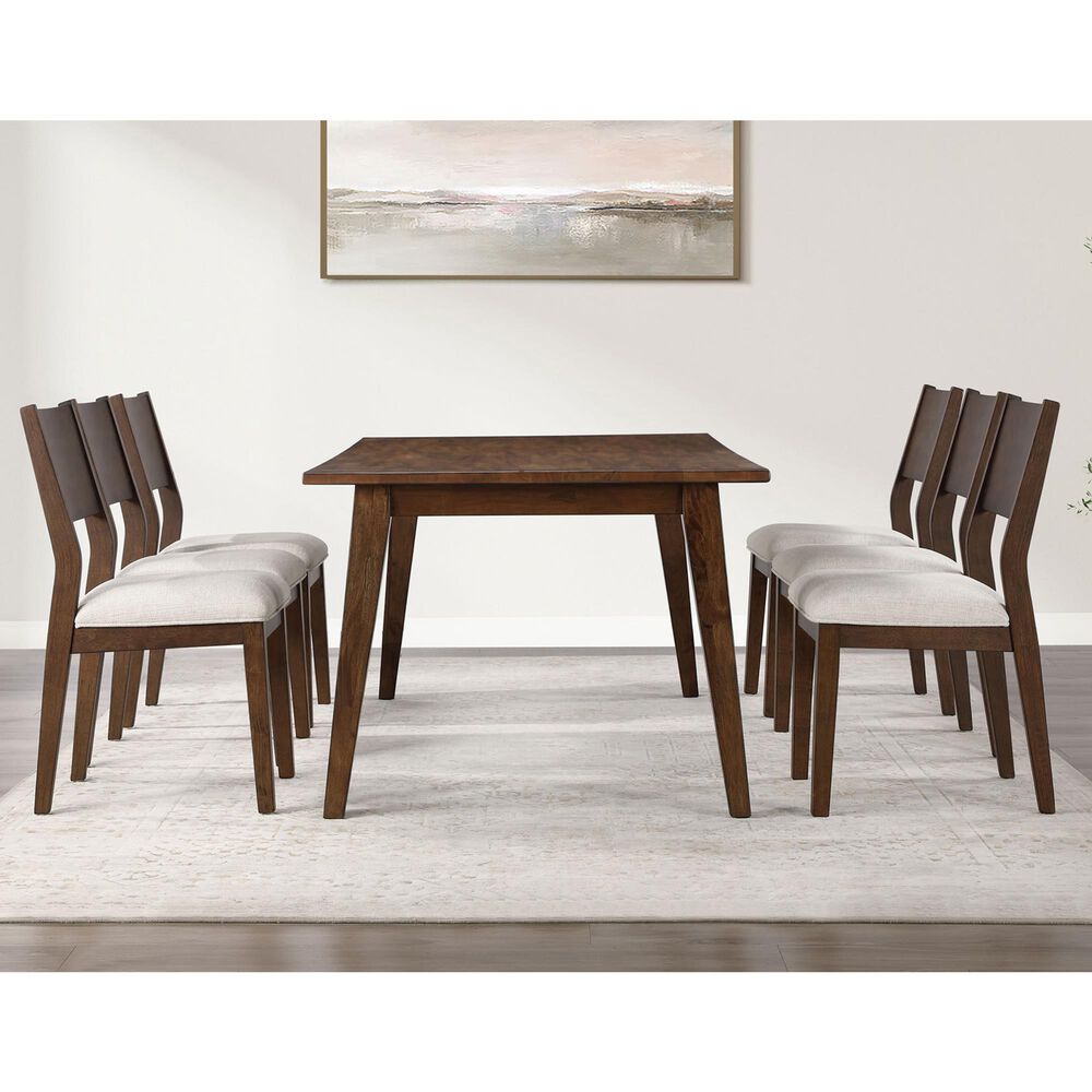 STEVE SILVER Canton 7-Piece Rectangular Dining Set in Brown Cherry, , large