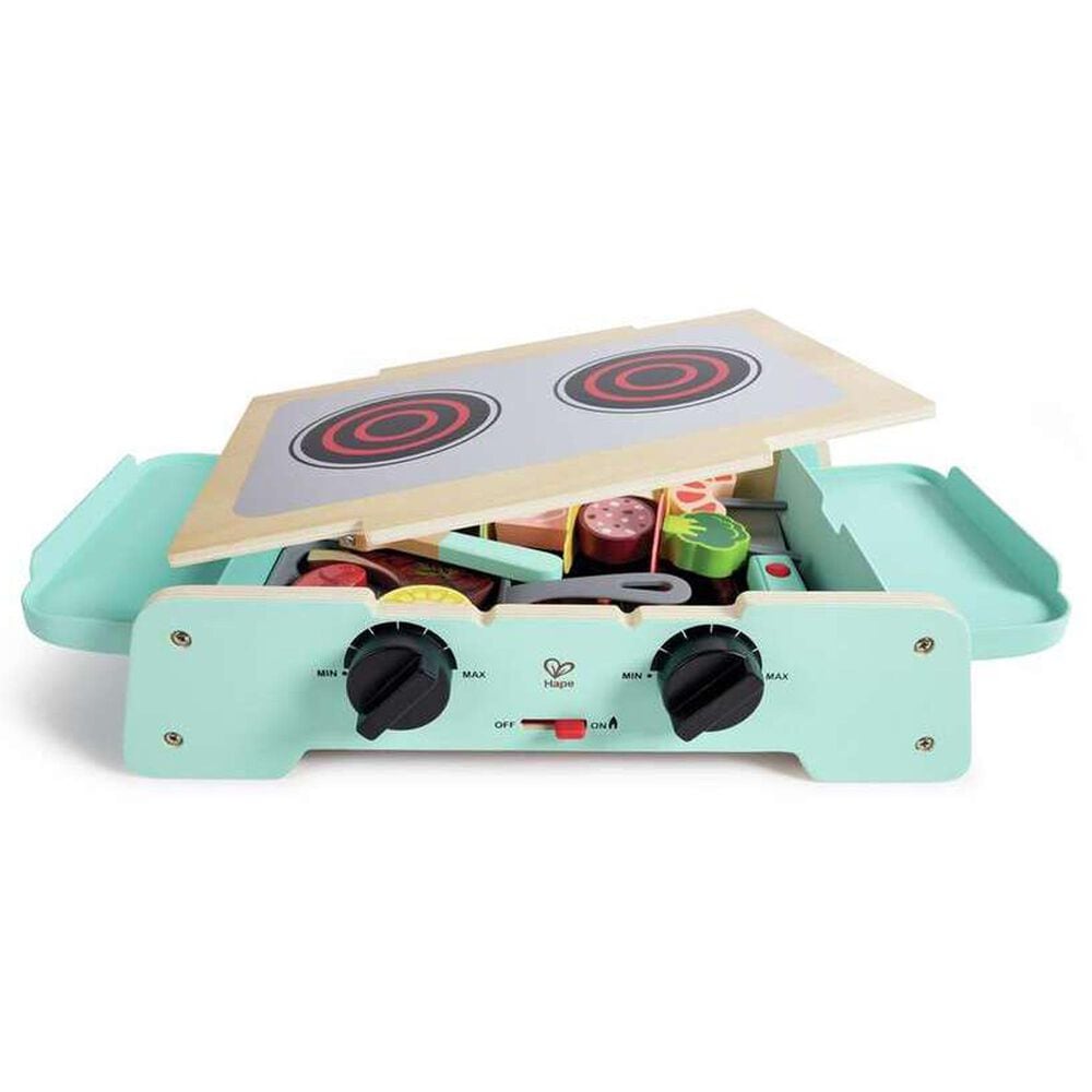 Hape Toys Sizzling Griddle and Grill BBQ Set in Blue and Pink, , large