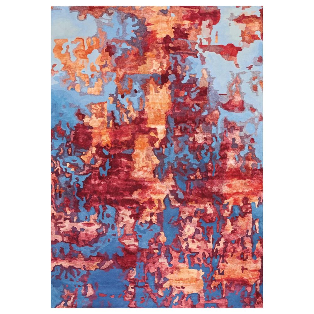 Nourison Prismatic PRS13 9"9" x 13"9" Blue and Flame Area Rug, , large