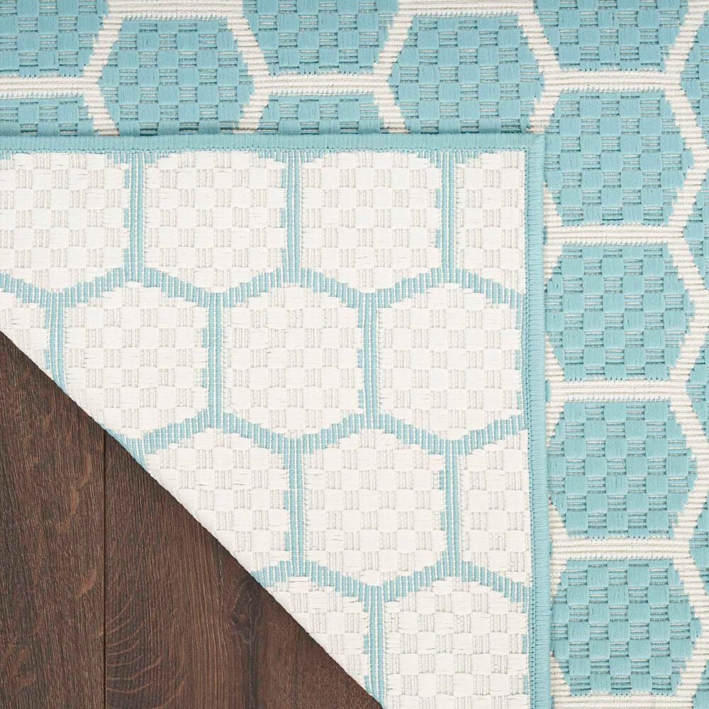 Nourison Twist Reversible 5&#39; x 7&#39; Aqua Indoor/Outdoor Area Rug, , large
