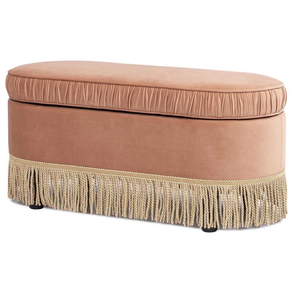 Jennifer Taylor Home Serena Storage Bench with Tufted Bullion Fringe in Peach Orange, , large