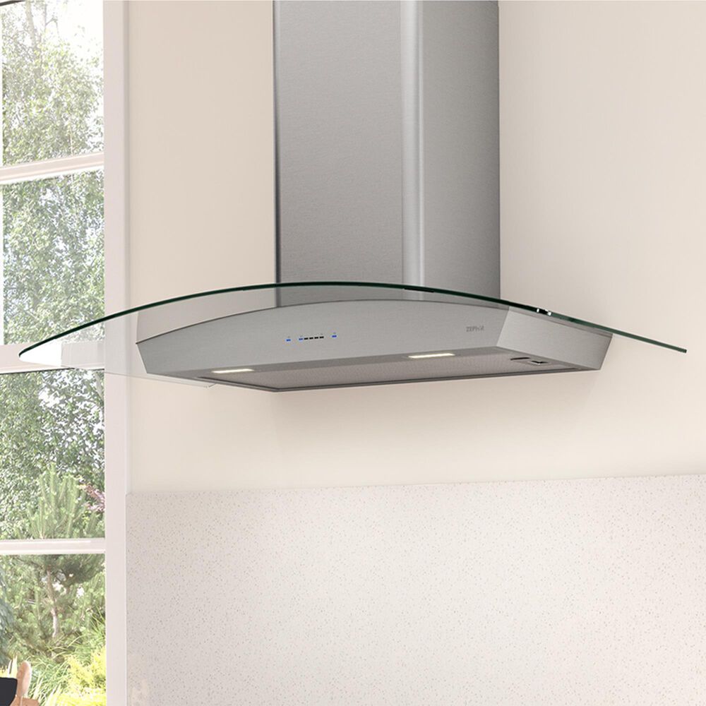 Zephyr Ravenna 30" Wall Mount Chimney Range Hood with LumiLight LED Lights in Stainless Steel and Clear, , large