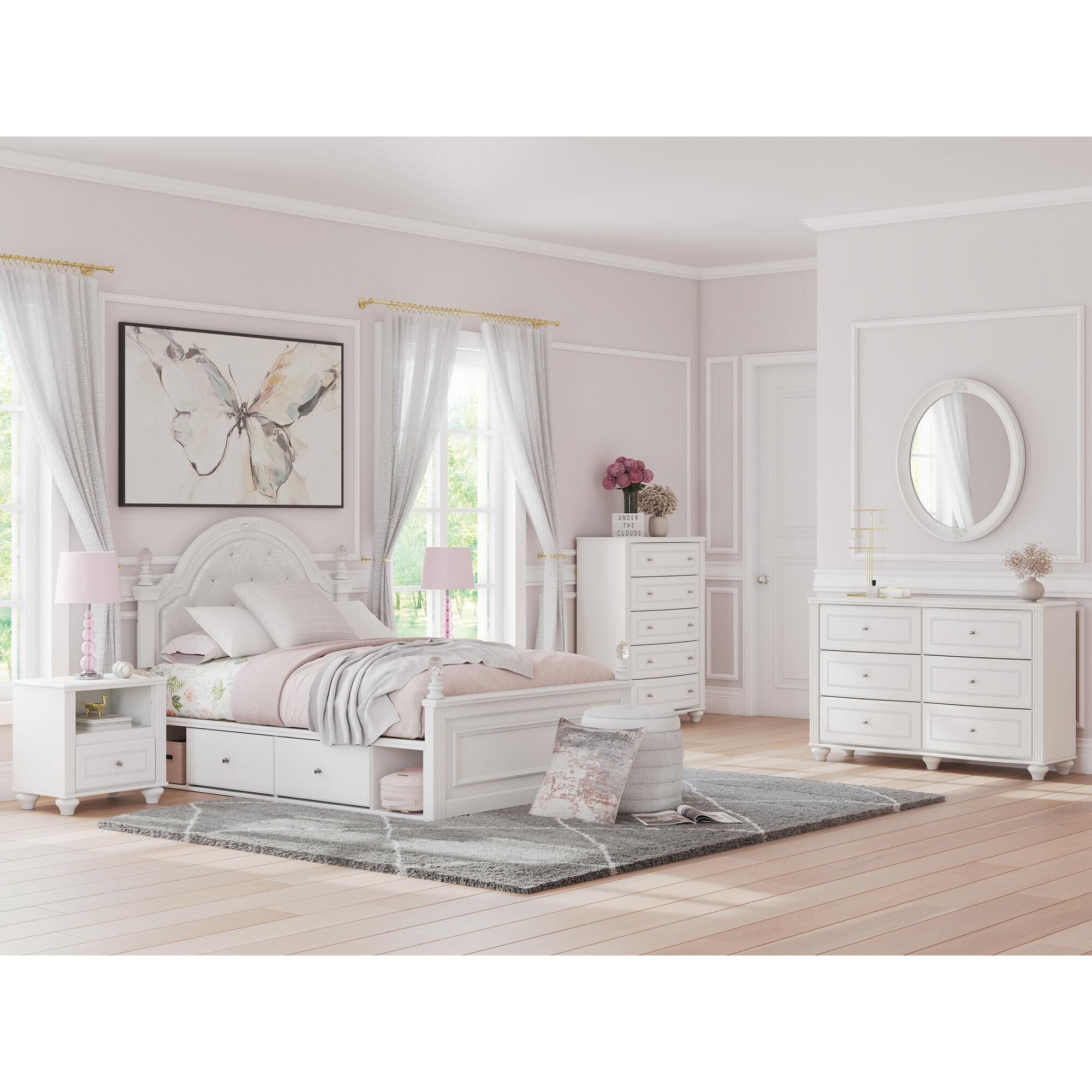 Ashley Kozlani 6-Drawer Dresser and Mirror in White