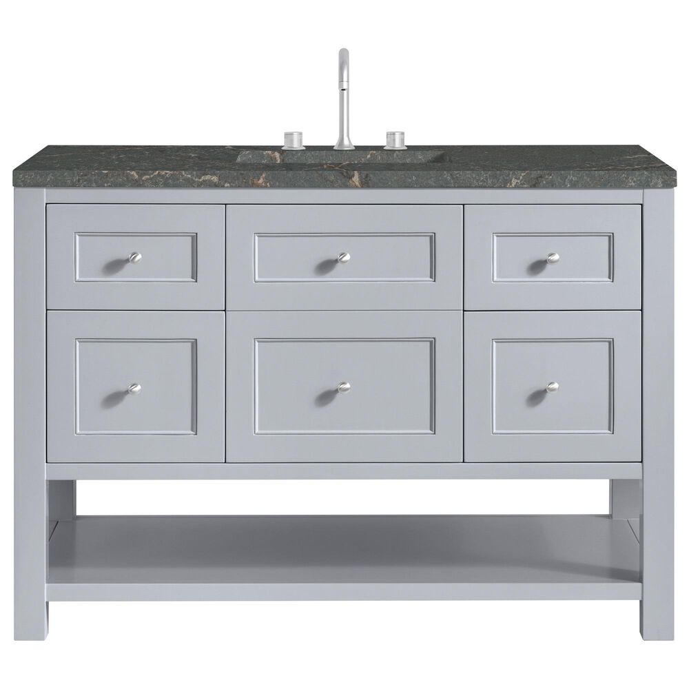 James Martin Vanities Breckenridge 48" Single Bathroom Vanity in Serenity Blue with 3 cm Parisien Bleu Quartz Top and Rectangular Sink, , large