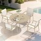 Hearth and Haven 5-Pieces Outdoor Dining Set with Stackable Chairs and Round Table in Sandstone, , large
