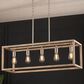 Vaxcel Pratt 5-Light Linear Chandelier in Satin Nickel and Light Oak, , large
