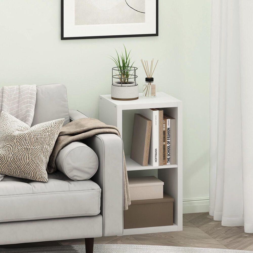 HOMLUX 2-Cube Reversible Open Back Bookshelf in White, , large