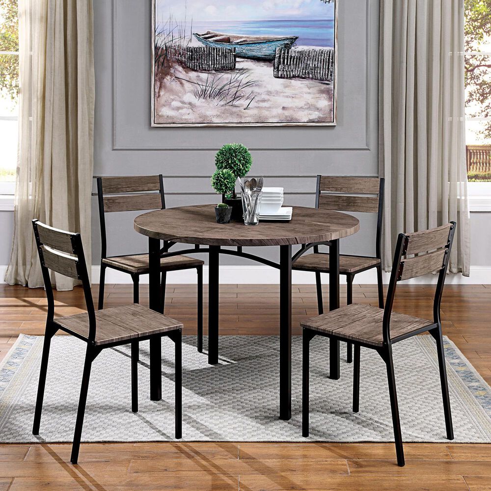 Furniture of America Childers Side Chair in Antique Brown and Black &#40;Set of 2&#41;, , large