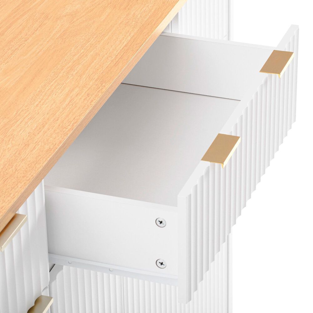 HOMLUX 56" Kitchen Island with Drop Leaf in White, , large