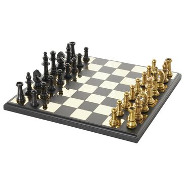 Maple and Jade Decor Chess Game Set in Polished Gold and Black, , large