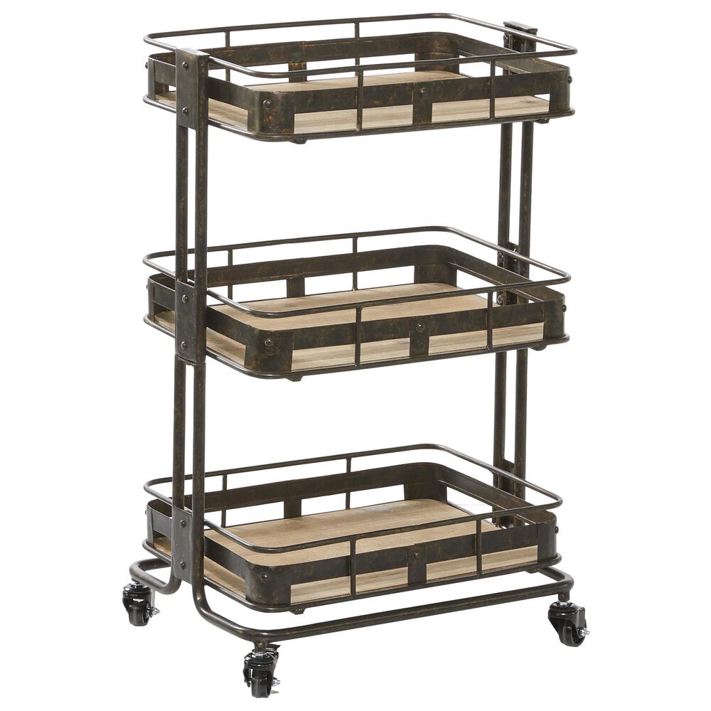 Maple and Jade Maple and Jade 28" Industrial Metal Storage Cart Brown, , large