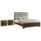 Crown Mark Lakecrest Queen Bed and Two Nightstands in Medium Brown, , large