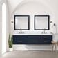 Lexora Home Castor 80" Double Bathroom Vanity in Black with 2 cm White Carrara Marble Top and Rectangular Sinks, , large