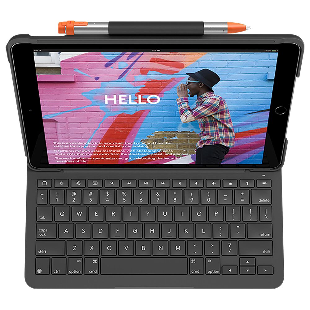 Logitech Slim Folio Keyboard Case for Apple iPad 7th Generation in Graphite, , large