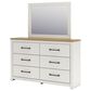 Ashley Linnocreek Dresser and Mirror in White and Warm Brown, , large