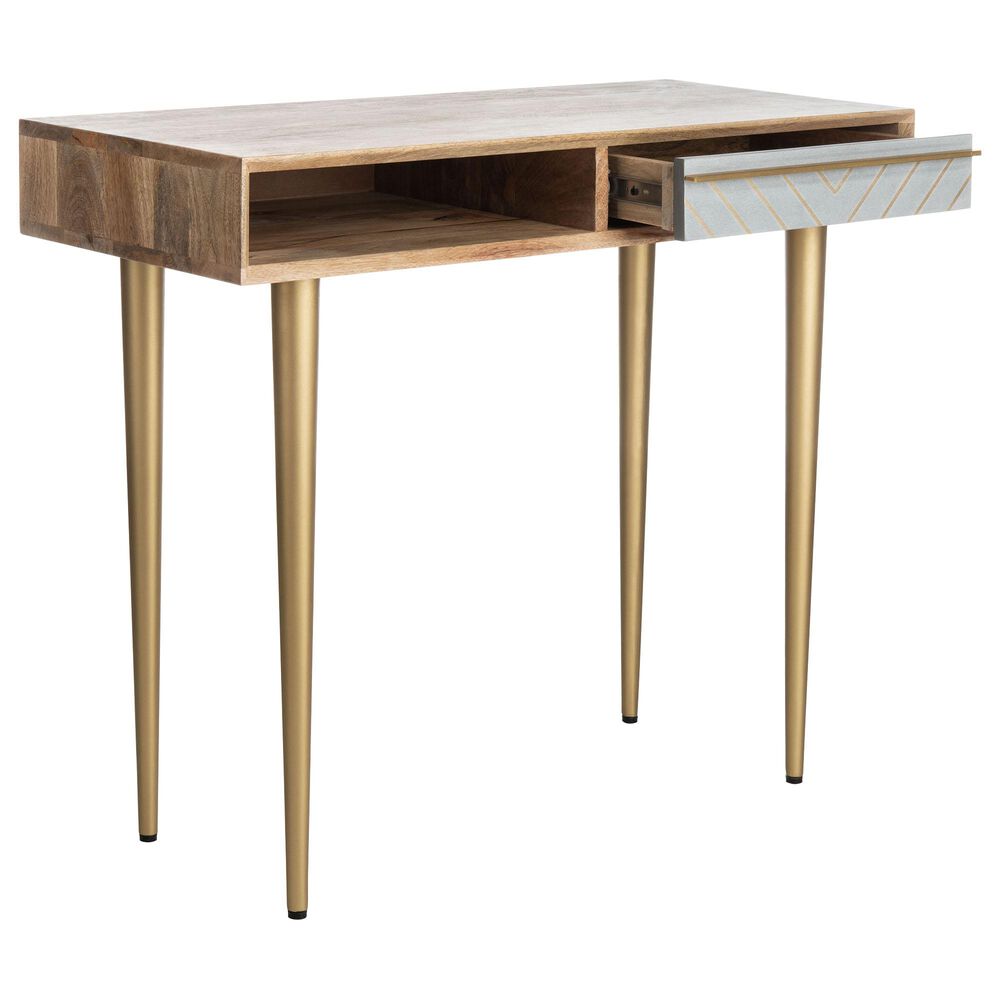 Safavieh Leni Desk in Natural/Brass, , large