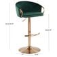 Lumisource Claire Swivel Barstool with Green Cushion in Gold (Set of 2), , large