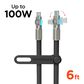 Hypercel Chunky 180 Degrees 6" USB-C to USB-C Cable in Black, , large